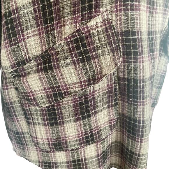 Natural Life Cotton Flannel Tunic Top Purple Gray Plaid Size MEDIUM Pockets Boho - Picture 6 of 9